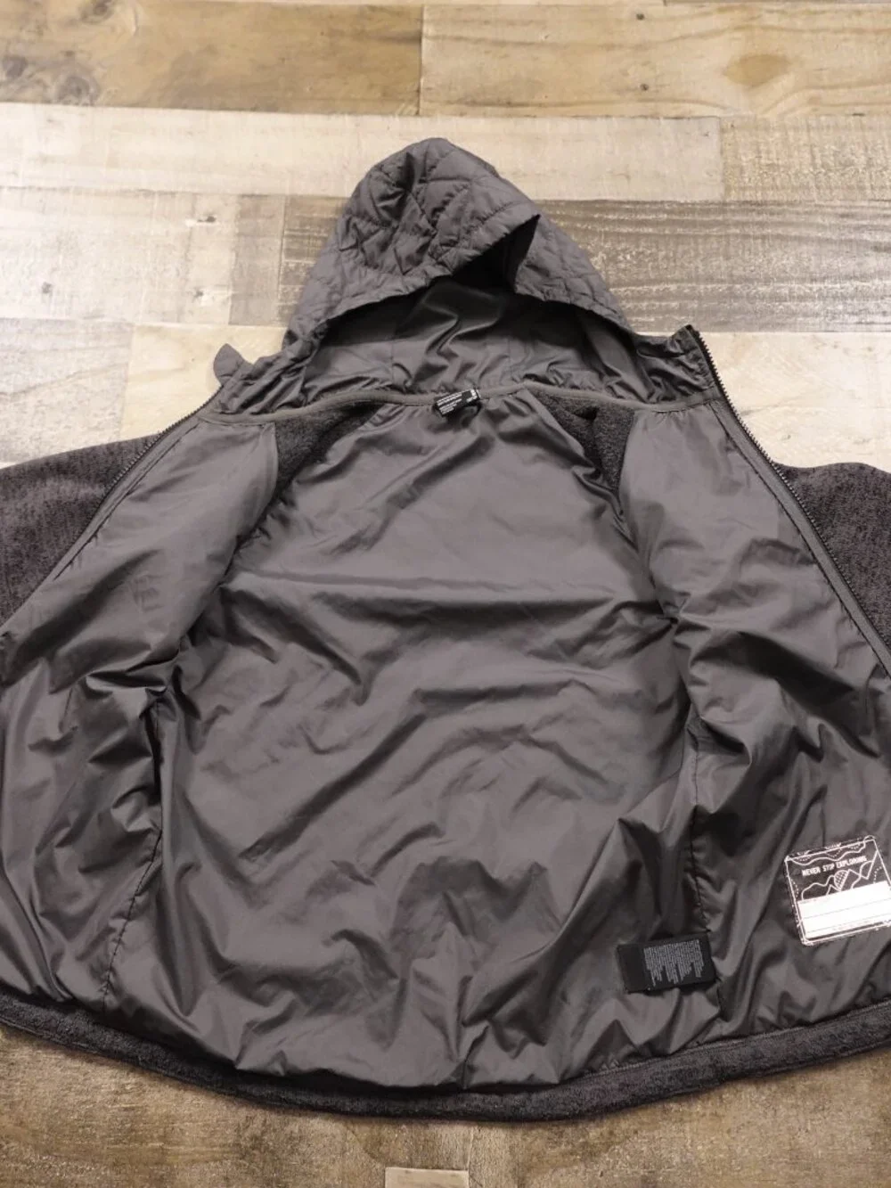 The North Face Quilted Insulated Hooded Jacket Boys Medium (10/12) Gray Full Zip